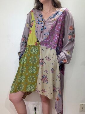 Vintage Boho Mixed Print Dress